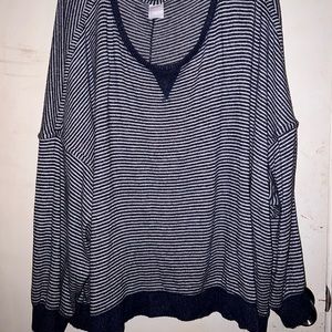 Stars Above Blue & White Striped LongSleeve Plus Size 4X